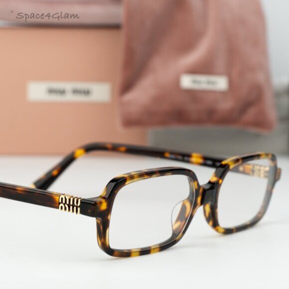 NEW Miu Miu MU11ZS 14L08N REGARD Havana Blue Light Rectangle Unisex Sunglasses - Picture 3 of 9